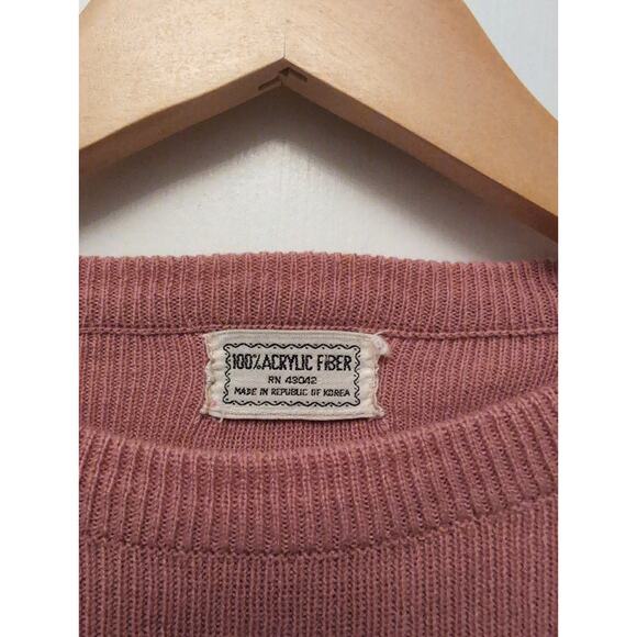 Vintage Sweater Textured Cheetah Nature Scene 100% Acrylic Pink Brown 90s - Picture 2 of 5